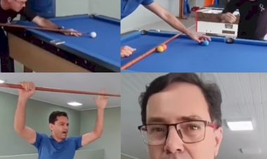 Pacheco e Espínola disputam em jogo de sinuca quem será o candidato a prefeito e vice nas eleições de Cascavel